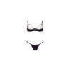 Soutien-gorge sexy demi-seins en satin avec chainette et string 